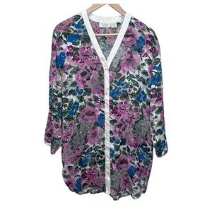 Victoria's Secret Gold Label Vintage Floral Shirt Dress Pajama Pink Size Small